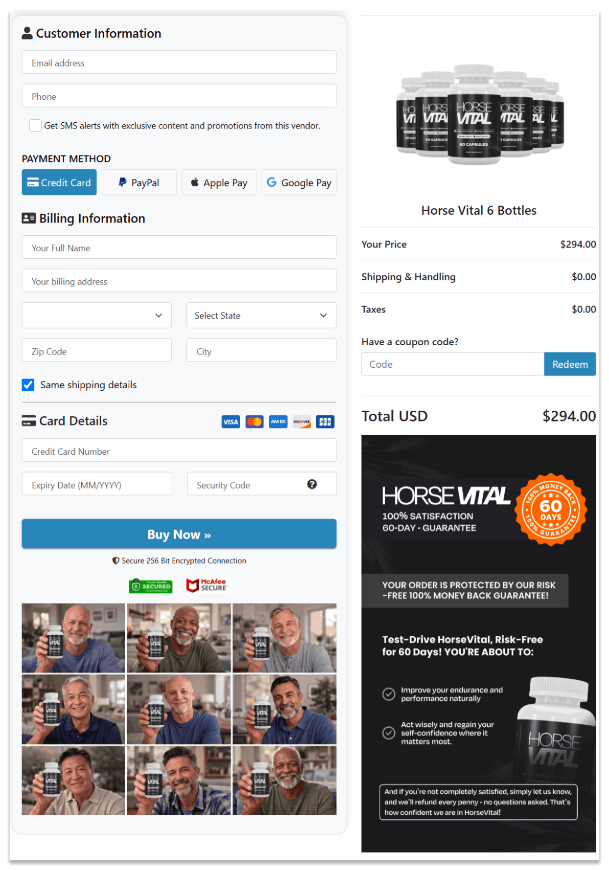 Horse Vital Secure Checkout Page